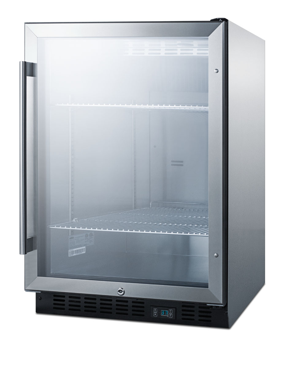 Built-in undercounter commercial beverage center with SS interior and wrapped cabinet